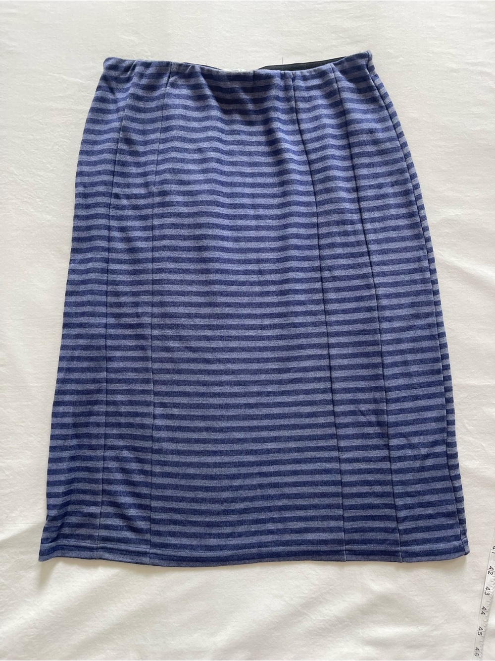 Striped Midi Pencil Skirt in Navy Blue